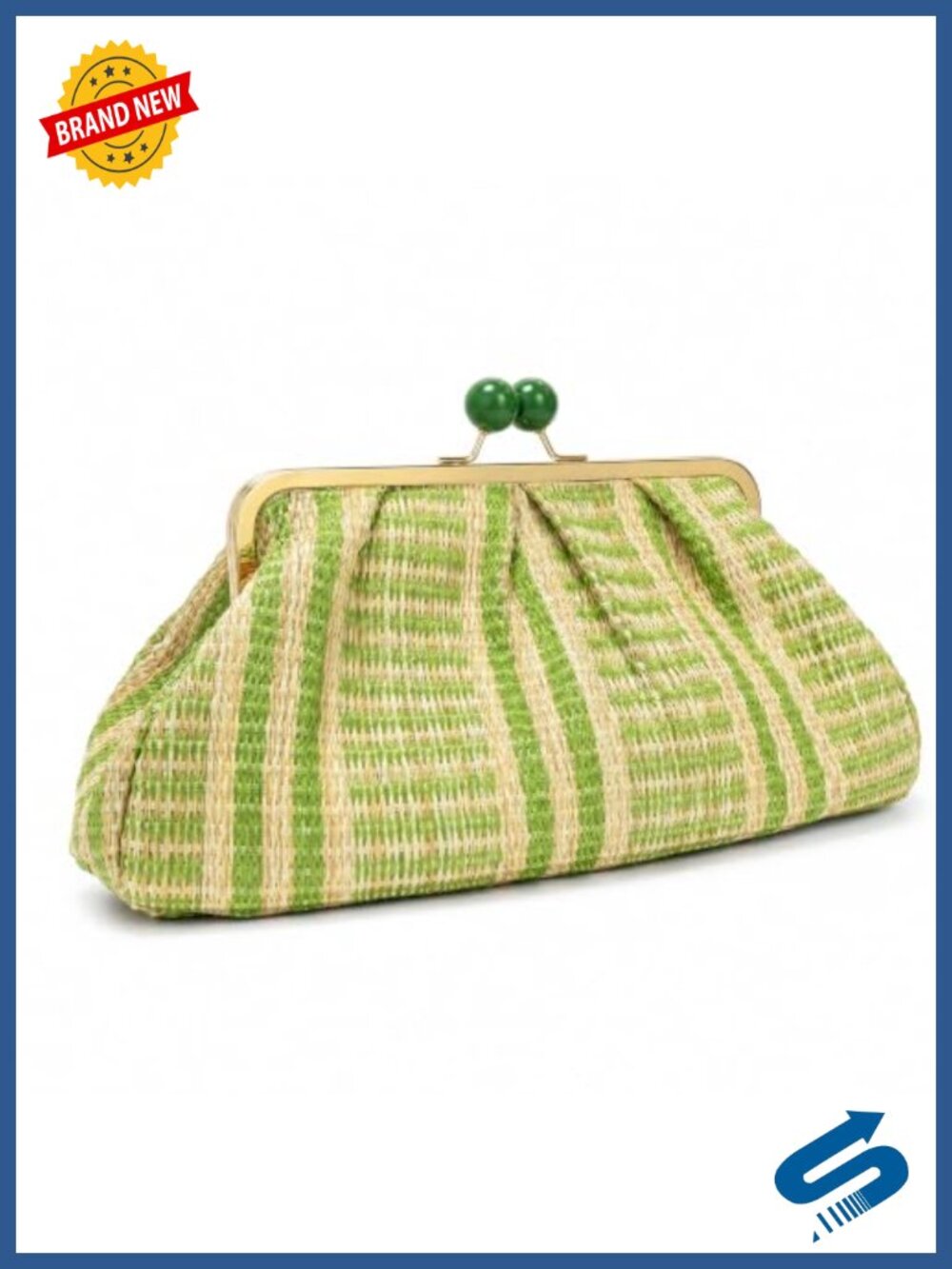 Handwoven Straw Clutch Purse Woven Summer Beach Bag